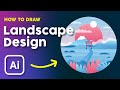 Adobe Illustrator Tutorial: Creat Landscape FLAT ILLUSTRATION - Step by Step