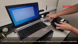 AT10ME-PB Cash Drawer Trigger Open Cash Drawer with Printer (auto) + Push Button (manual), jointly