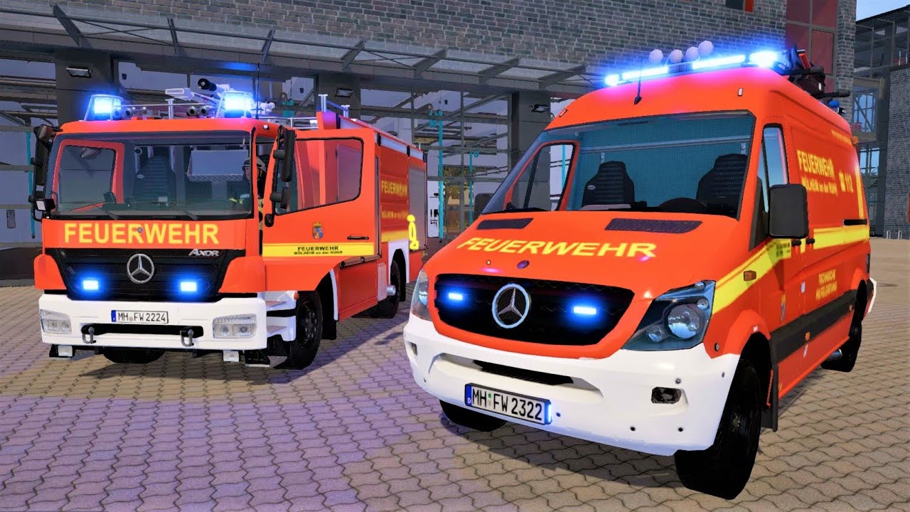 Emergency call 112 - fire brigade simulation - container fire