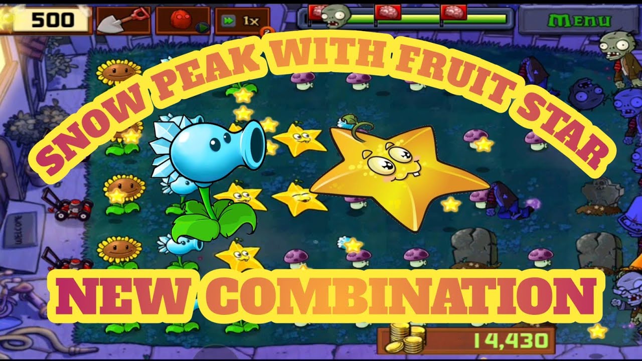 PLANTS VS ZOMBIES NEW COMBINATION SNOW PEAK WITH FRUIT STAR ADVENTURE 2 LEVEL 2 MODE NIGHT 