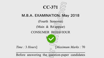 2018 Dcrust MBA 4th Sem Reappear Consumer Behaviour Question Paper