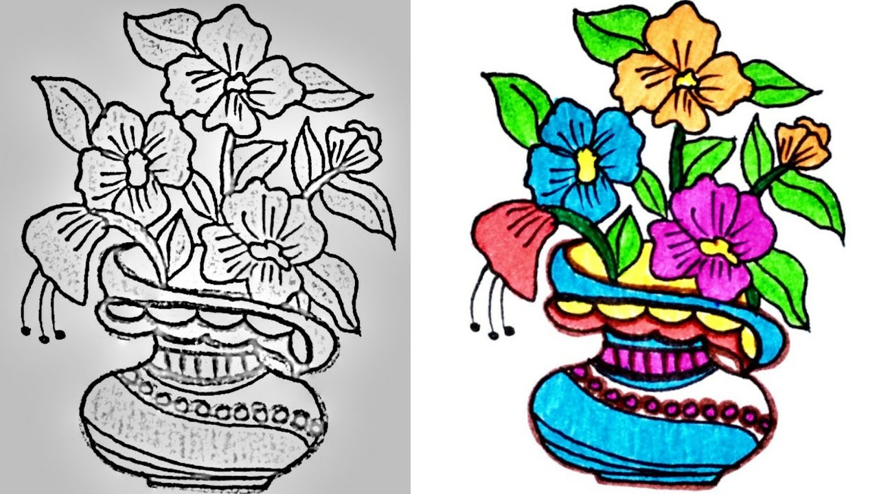 15+ Best New Flower Pot Drawing Easy For Kids | The Quiet Country House