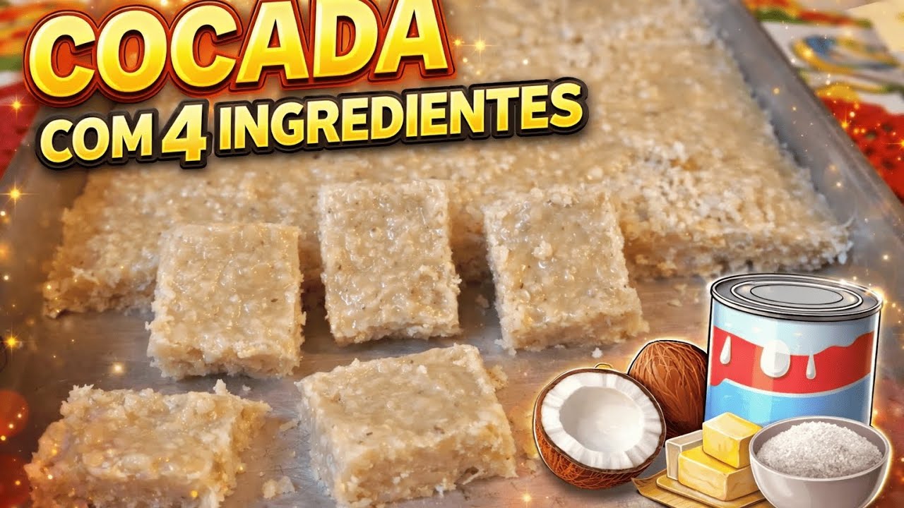 COCADA DELICIOSA COM 4 INGREDIENTES