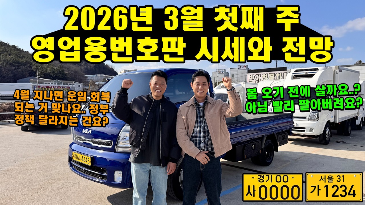 영업용번호판 2026년 3월 첫째 주 1톤소형&중형화물 시세와 전망은? 
