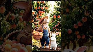 Through the Peach Orchard 🍑🐰 #OliverFarm #PeachHarvest #CuteBunny