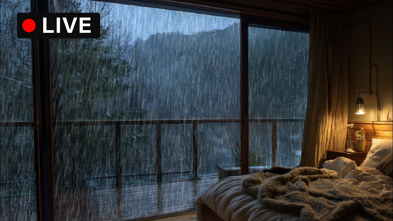 🔴 Rain Sounds in a Cozy Bedroom 🌧️ | Best for Insomnia, Sleep Fast, Relax