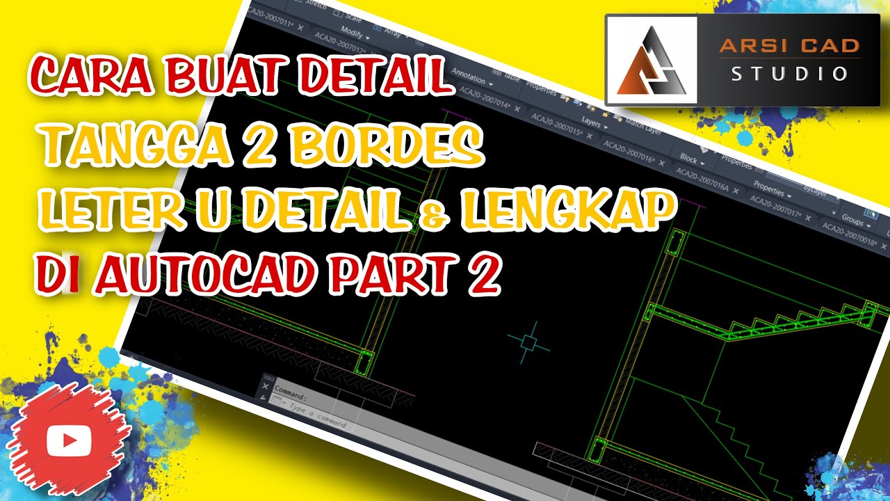 CARA CEPAT GAMBAR DETAIL TANGGA LETER U PART 2