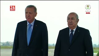 فيديو | الرئيس الجزائري عبد المجيد تبون يستقبل نظيره التركي رجب طيب أردوغان