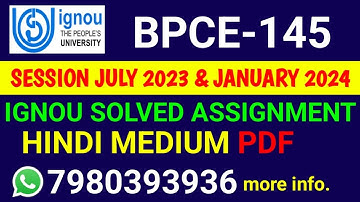 BPCE 145 Solved Assignment 2023-24 Hindi, BPCE 145 Solved Assignment 23-24, BPCE-145 Assignment