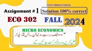 Eco302 assignment 1 solution fall 2024|Eco 302 assignment 1 solution fall 2024