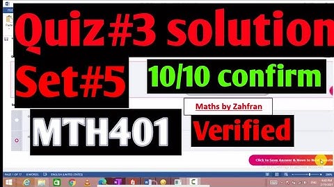 MTH401 :Quiz#3 complete verified solution|| set#5|| Maths by Zahfran