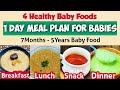 4 healthy baby foods  one day meal plan  7 months 5 years baby foodbreakfastlunchsnacksdinner