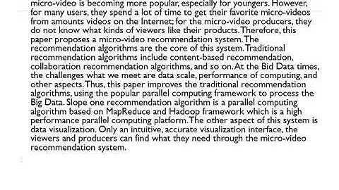 A Micro-video Recommendation System Based on Big Data.wmvProcessing