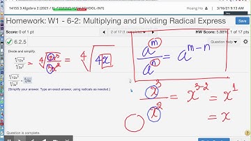 Algebra 2 - 6-2: Multiplying and Dividing Radical Expressions