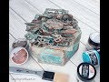 Altered mixed-media box with patina effect paste