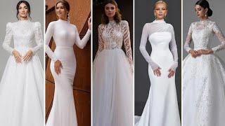 100+ High Neck Long Sleeve Wedding Dress Designs and Styles for 2024