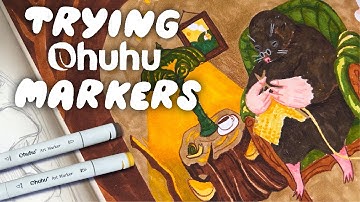 first time trying Ohuhu alcohol markers ! ✿ honest thoughts, draw with me ✿