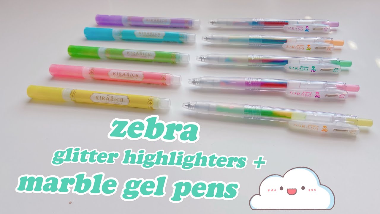 ✨ sparkle kirarich highlighters + marble gel pens by zebra