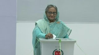 Bangladesh PM Hasina votes in election without opposition | AFP image