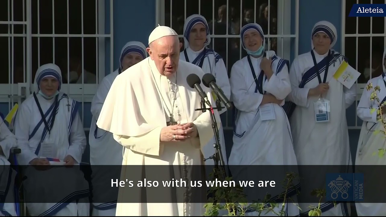 Pope Francis visits the Missionary Sisters of Charity-run Bethlehem Center in Bratislava