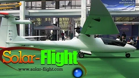 Solar Flight solar powered electric motor glider, Eric Raymond at AERO Expo Friedrichshafen Germany