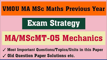Exam Strategy VMOU MAMScMT 05 l VMOU MA MSc Maths Important Questions Units l @FUTURE FIRST CLASSES