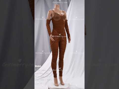 Early autumn new stylish solid color stitching mesh see through stretch sexy sling jumpsuit CA000577