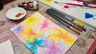 Grabie May 2025 Monthly Calendar ~🪷~  Flowers 3 dot method, finishing touches-Liquitex Acrylic Ink