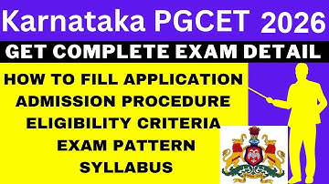 Karnataka PGCET 2026 Notification (Out), Application, Dates, Eligibility, Syllabus, Pattern