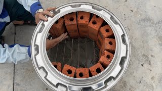 Ideas of making a smokeless stove outdoor from washing machine drum and old tires, cement by Mixers Construction 113,591 views 2 years ago 12 minutes, 8 seconds