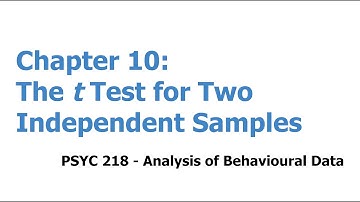 PSYC 218 - Ch 10 - Part 1 - Independent Measures t-Test
