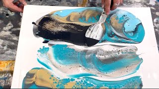 Multiple flip cups  swipes  CELLACTIVATOR  sea colors  acrylic pour tutorial