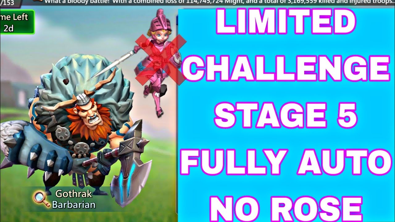 Lords Mobile Barbarian Limited Challange Stage 5 Fully Auto No Rose |Barbaric Stage 5 Fully Auto