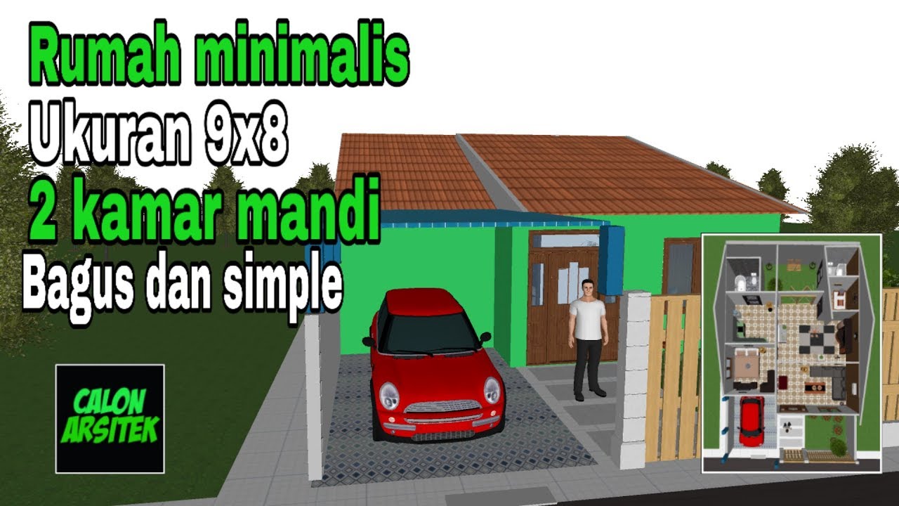 Desain Rumah Minimalis Ukuran 9x8 Type 70 Muat Dua Kamar Mandi YouTube