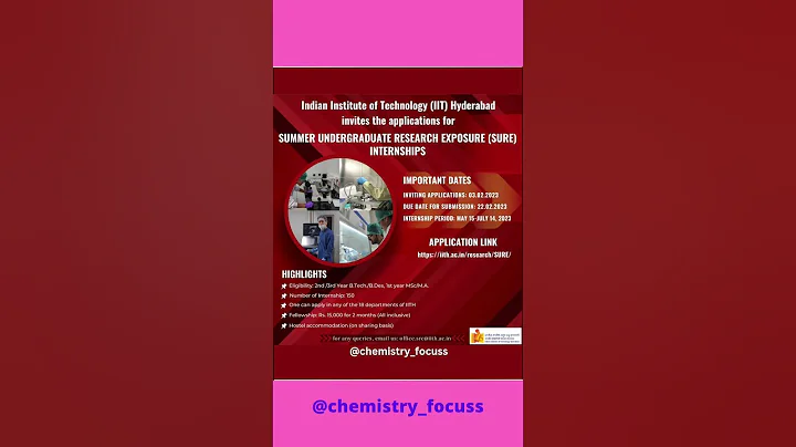 Applications are invited for Summer Undergraduate Research Internship #internships #iitinternships