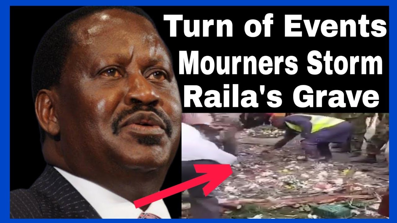 Mourners Storm Raila’s Grave,Destroy Wreaths Moments After Burial