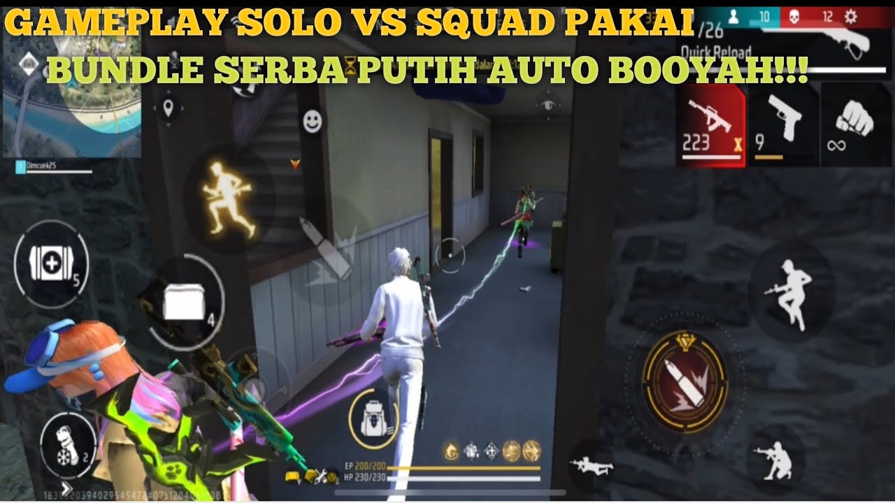 GAMEPLAY SOLO VS SQUAD PAKAI BUNDLE SERBA PUTIH AUTO BOOYAH!!! - YouTube