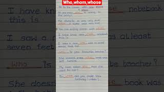 Exercise/Practice: who, whom, whose#grammer #english #shorts #englishgrammer