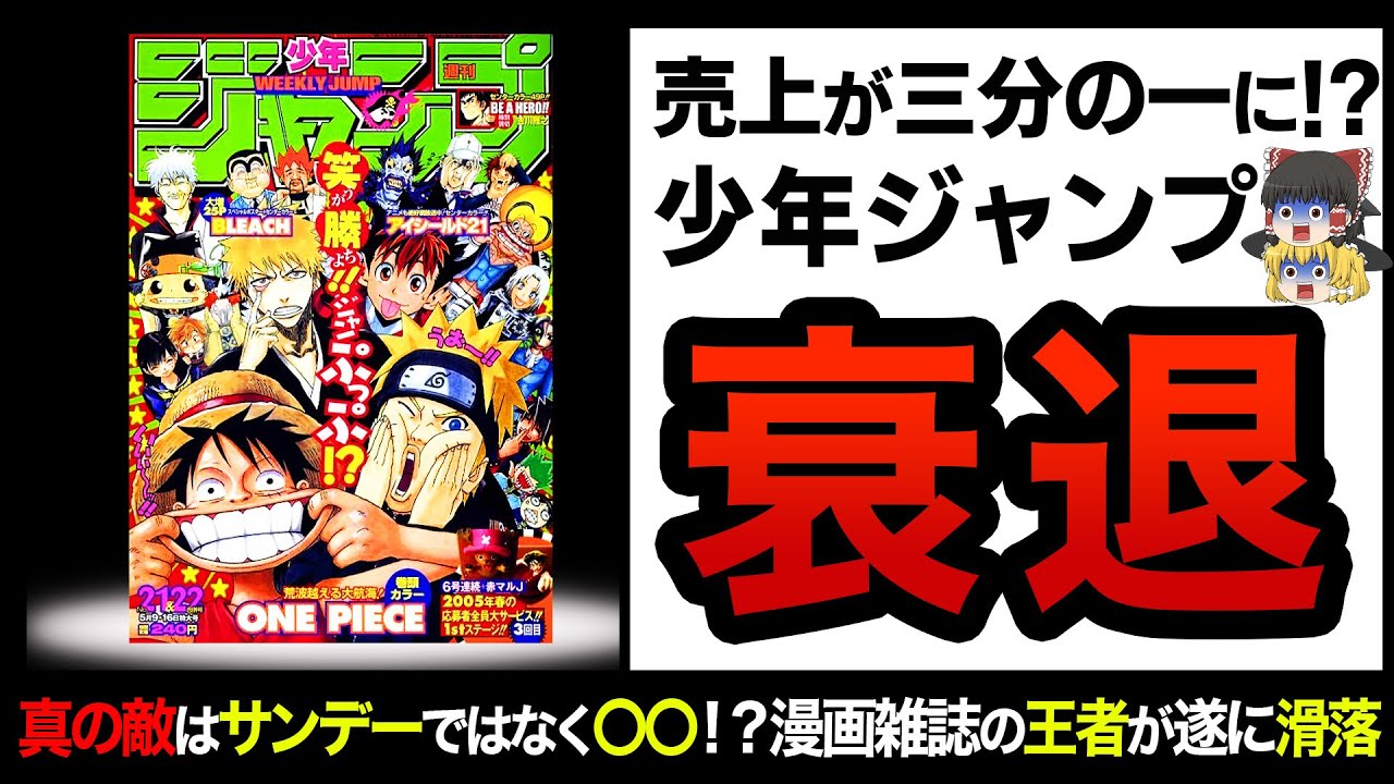 ゆっくり解説 売上衰退で赤字まで一直線 漫画雑誌の王者週刊少年ジャンプが全く売れない Youtube