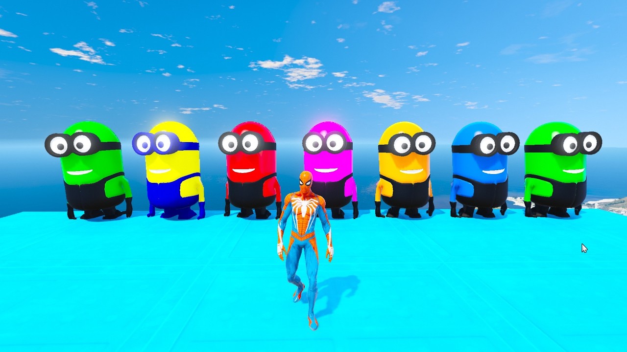 GTA 5 Crazy Ragdolls RED SPIDERMAN VS YELLOW MINION VS RED MINION #04