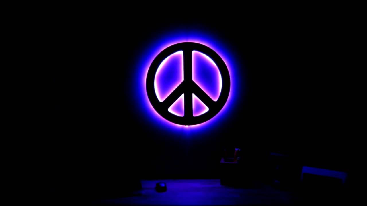 Glowing LED Peace Sign Light - YouTube