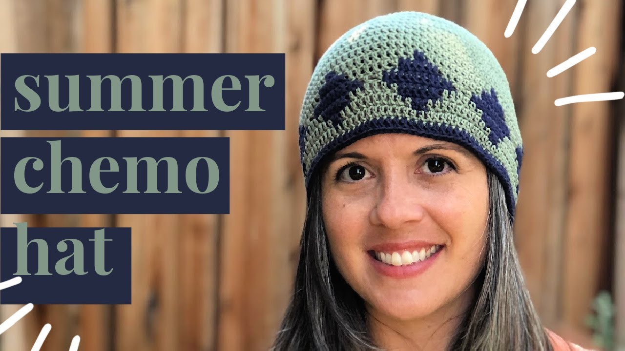 How to Crochet a Summer Chemo Hat Pattern With Diamond Motif Color Changes  Video Tutorial Women Size 