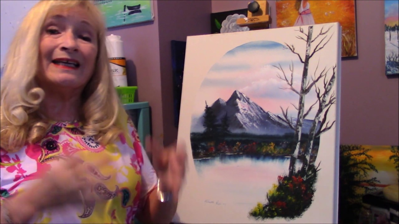 OVAL Mountain Landscape BoB Ross Style Acrylic Painting Tutorial Pt. 1