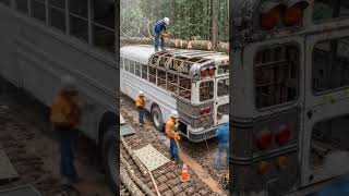 Abandoned Forest Bus Restoration | 50 Years Later Full Transformation 🚍🌲✨ #architecture #cinematic