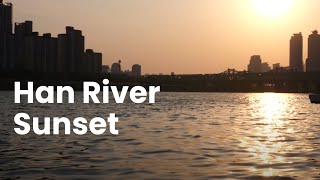 Relaxing on the Han River watching the sunset