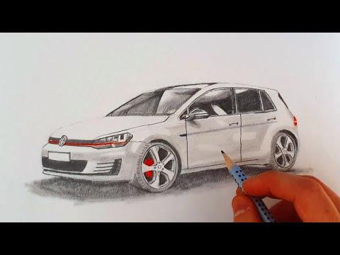 Draw VW golf GTI رسم سيارة فولكس فاجن