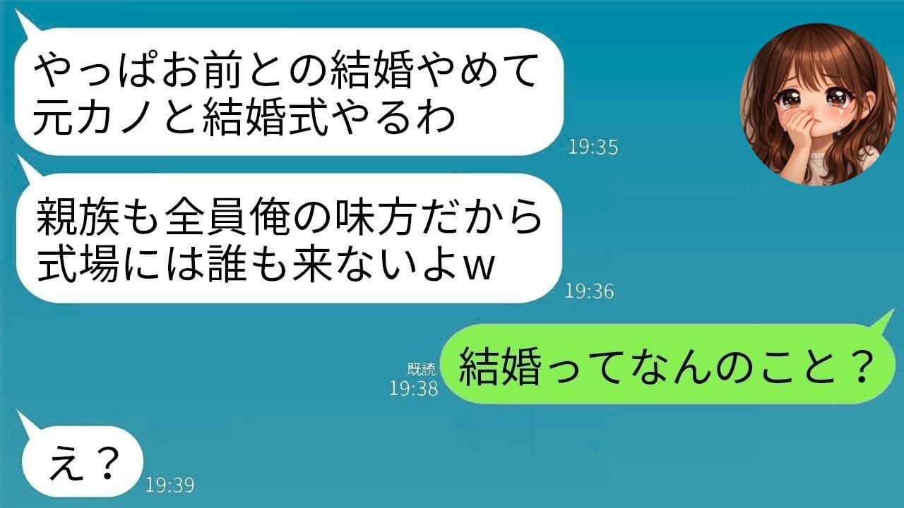 【LINE】結婚式当日、新郎「元カノと結婚するから式は中止w」→私「結婚って何のこと？」と言った瞬間、顔面蒼白にwww【スカッと】【総集編】