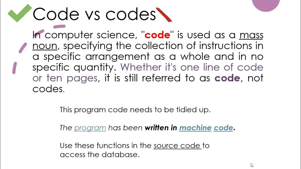 How to use the noun Code in Computer Science. - YouTube