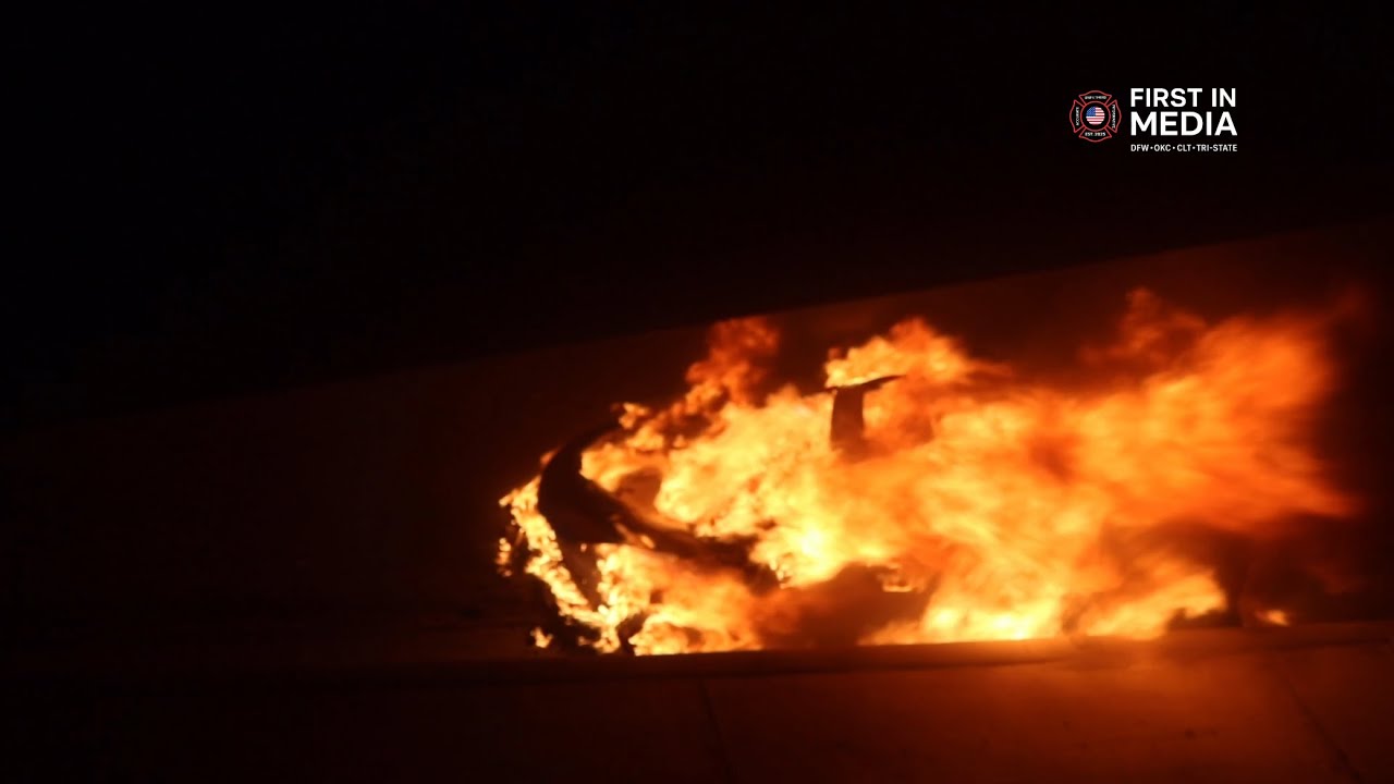 Crash Sparks Blaze on I-35E in Dallas