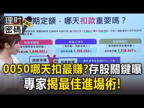 0050哪天扣款最賺？專家揭「最佳」進場術！定期定額存股關鍵曝【理財密碼】